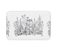 WHJSSF Tapis de bain en polyester de haute qualité antidérapant et résistant à la décoloration pour salle de bain, coiffeuse et suites d'invités Motif fleurs noires et blanches 101,6 x 152,4 cm