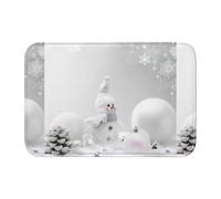 WHJSSF Tapis de bain en polyester de haute qualité antidérapant et résistant à la décoloration pour salle de bain, coiffeuse et suites d'invités Motif bonhomme de neige et flocons de neige 101,6 x