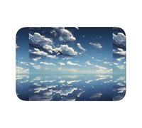 WHJSSF Tapis de bain en polyester de haute qualité antidérapant et résistant à la décoloration pour salle de bain, coiffeuse et suites d'invités Bleu ciel et nuages blancs 101,6 x 152,4 cm