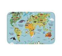 WHJSSF Tapis de bain en polyester de haute qualité avec ourlet imprimé carte du monde - 101,6 x 152,4 cm - Couverture durable pour salle de bain, meuble-lavabo et suites d'invités