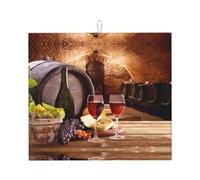 WHJSSF Tapis de séchage de cuisine imprimé cave à vin rouge - Couverture de séchage super absorbant avec imprimés colorés, couche de comptoir à séchage rapide pour vaisselle, verres et petits