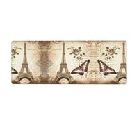 WHJSSF Tapis de souris vintage Paris Tour Eiffel et papillons 30,5 x 80 cm