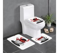 WHJSSF The Devil in The Cup - Lot de 3 tapis de salle de bain antidérapants avec contour, ovale et rectangulaire pour toilettes, coiffeuse et toilettes