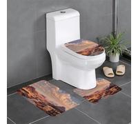 WHJSSF The Golden Red Desert Prints Lot de 3 tapis de salle de bain antidérapants avec contour, ovale et rectangulaire pour toilettes, coiffeuse et toilettes
