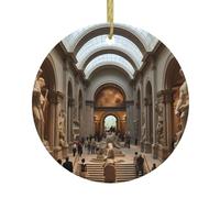 WHJSSF The Metropolitan Museum of Art in New York Printing Décoration de Noël en céramique circulaire Décoration d'intérieur Cadeau - 7,4 cm