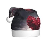 WHJSSF Un arbre d'amour imprimé chapeaux de Noël en peluche pour hommes et femmes, chapeaux de Noël pour adultes, chapeaux de fête du Nouvel An