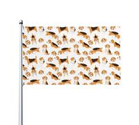 WHJSSF Un groupe de chiots de dessin animé imprimé drapeaux de décoration extérieure 0,9 x 1,5 m - Couvre-lit en polyester vif pour cour, terrasse et fête