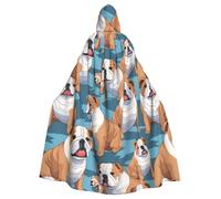 WHJSSF Veste à capuche pour adulte avec imprimé bulldog anglais - Longue cape de fête pour homme et femme