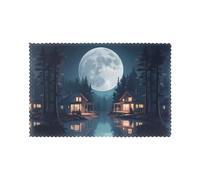 WHJSSF View Under The Moon Lot de 6 sets de table pour table de salle à manger, faciles à nettoyer et durables, 30,5 x 45,7 cm