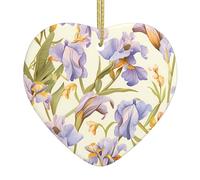 WHJSSF Vintage Iris Pattern Picture Christmas Ceramic Love Pendentif Décoration Intérieur Festival Cadeau