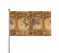 WHJSSF Vintage Old World Map Prints American Flag 0,9 x 1,5 m - Couvre-lit d'extérieur en polyester vif, parfait pour le patriotisme et la décoration de jardin
