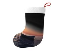 Whjssf Voilier sous le soleil couchant, impression double face, chaussettes de Noël pour décoration d'intérieur de fête de vacances de grande capacité