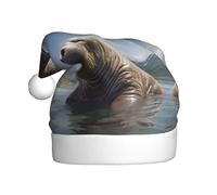 WHJSSF Walrus Chapeau de Noël pour adulte Bord doux et moelleux Léger et confortable