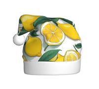 WHJSSF Yellow Lemon Printing Chapeaux de Noël en peluche pour homme et femme