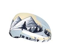 WHJWXC Bandeau élastique blanc motif montagnes enneigées pour homme et femme, bandeau pour yoga, fitness