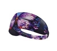 WHJWXC Bandeau élastique pour homme et femme Motif fleurs et papillons Violet