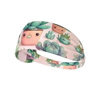WHJWXC Joli bandeau élastique avec impression de plantes succulentes, bandeau pour homme et femme, bandeau de cheveux pour le yoga et le fitness