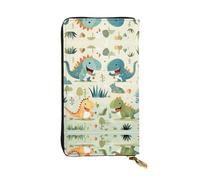 WHJWXC Portefeuille en cuir 19 x 10,5 cm - Portefeuille élégant et durable pour femme avec plusieurs compartiments et fermeture éclair - Joli petit bébé dinosaure imprimé, noir, taille unique, Noir ,