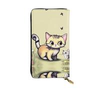 WHJWXC Portefeuille en cuir de 19 x 10,5 cm - Portefeuille élégant et durable pour femme avec plusieurs compartiments et fermeture éclair, motif chat et papillon, noir, taille unique, Noir , Taille