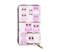 WHJWXC Portefeuille en cuir de 19 x 10,5 cm - Portefeuille élégant et durable pour femme avec plusieurs compartiments et fermeture éclair, imprimé hibou mignon, noir, taille unique, Noir , Taille