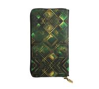 WHJWXC Portefeuille en cuir de 19 x 10,5 cm - Portefeuille élégant et durable pour femme avec plusieurs compartiments et fermeture éclair, motif écossais noir et vert, noir, taille unique, Noir ,