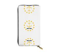 WHJWXC Portefeuille en cuir de 19 x 10,5 cm - Portefeuille élégant et durable pour femme avec plusieurs compartiments et fermeture éclair Motif drapeau du Rhode Island, noir, taille unique, Noir ,