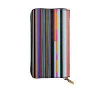 WHJWXC Portefeuille en cuir de 19 x 10,5 cm - Portefeuille élégant et durable pour femme avec plusieurs compartiments et fermeture éclair, motif lignes verticales irrégulières, noir, taille unique,