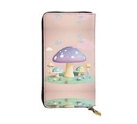 WHJWXC Portefeuille en cuir de 19 x 10,5 cm - Portefeuille élégant et durable pour femme avec plusieurs compartiments et fermeture éclair Motif champignon de dessin animé, noir, taille unique, Noir ,