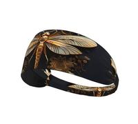 WHJWXC Serre-tête élastique avec impression libellule dorée pour homme et femme