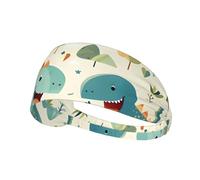 WHJWXC Serre-tête élastique avec imprimé dinosaure mignon pour homme et femme, bandeau pour le yoga et le fitness