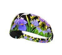 WHJWZY Bandeau élastique d'exercice - Bandeau souple et respirant pour la course à pied, le cyclisme, le yoga et plus encore fleurs d'iris au soleil