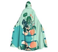 WHJWZY Cape à capuche d'intérieur avec motif de plantes vertes en pot pour homme et femme pour les fêtes, les bals