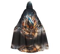 WHJWZY Cape à capuche imprimée Rugby on Fire pour homme et femme pour les fêtes et les bals de fin d'année