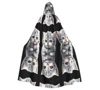 WHJWZY Cape à capuche pour homme et femme Motif chat gris pauvre