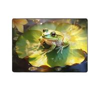 WHJWZY Carpet Tapis en flanelle pour salon, bureau et plus encore, motif grenouille sur feuille de lotus, 203,2 x 147,3 cm