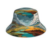 WHJWZY Chapeau bob léger imprimé paysage - pour homme et femme - Couvre-chef de protection pour voyage et activités de plein air - Noir