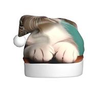 WHJWZY Chapeau de Noël pour adulte - Accessoire festif | Halloween, cérémonies annuelles, fêtes de fin d'année, un chat curieux imprimé