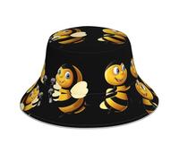WHJWZY Hard-Working Little Bee Printing Light Bucket Hat - pour homme et femme Protection Couvre-chef pour voyage et activités de plein air Noir