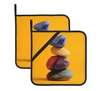 WHJWZY Lot de 2 maniques résistantes à la chaleur et durables avec corde de suspension Motif pierres colorées