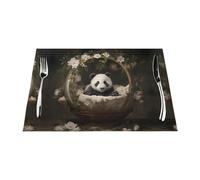 WHJWZY Lot de 6 sets de table tissés résistants à la chaleur antidérapants et lavables Motif panda dans le berceau 45,7 x 30,5 cm