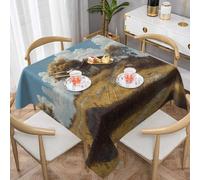 WHJWZY Nappe décorative carrée 137,2 x 137,2 cm - Tissu imperméable de qualité pour protection de table à manger et décoration - Image du pavillon sur la colline