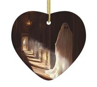 WHJWZY Pendentif de Noël en céramique en forme de cœur - pour accrocher un arbre, des décorations de festival, des cadeaux de fête et plus de fantômes dans le couloir