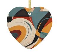 WHJWZY Pendentif de Noël en céramique en forme de cœur - pour suspendre un arbre, des décorations de festival, des cadeaux de fête de vacances, etc. Modèle sans règle imprimé