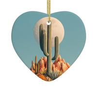 WHJWZY Pendentif de Noël en céramique en forme de cœur - pour suspendre un arbre, des décorations de festival, des cadeaux de fête et plus encore de cactus sous le soleil brûlant