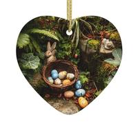 WHJWZY Pendentif de Noël en céramique en forme de cœur - pour suspendre un arbre, des décorations de festival, des cadeaux de fête de vacances et d'autres trésors de Pâques dans le jardin