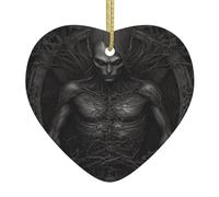 WHJWZY Pendentif de Noël en céramique en forme de cœur - pour suspendre un arbre, des décorations de festival, des cadeaux de fête et plus encore une photo d'homme de vigne sombre