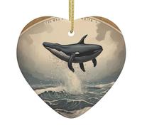 WHJWZY Pendentif de Noël en céramique en forme de cœur - pour suspendre un arbre, des décorations de festival, des cadeaux de fête de vacances et plus encore dauphin volant dans les airs image