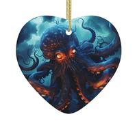 WHJWZY Pendentif de Noël en céramique en forme de cœur - pour suspendre un arbre, des décorations de festival, des cadeaux de fête de vacances et d'autres tentacules d'orage et de pieuvre