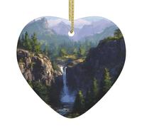 WHJWZY Pendentif de Noël en céramique en forme de cœur - pour suspendre un arbre, des décorations de festival, des cadeaux de fête et plus encore une cascade dans la vallée verte