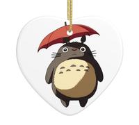 WHJWZY Pendentif de Noël en céramique en forme de cœur - pour suspendre un arbre, des décorations de festival, des cadeaux de fête de vacances, et plus encore grand blanc tenant un parapluie imprimé